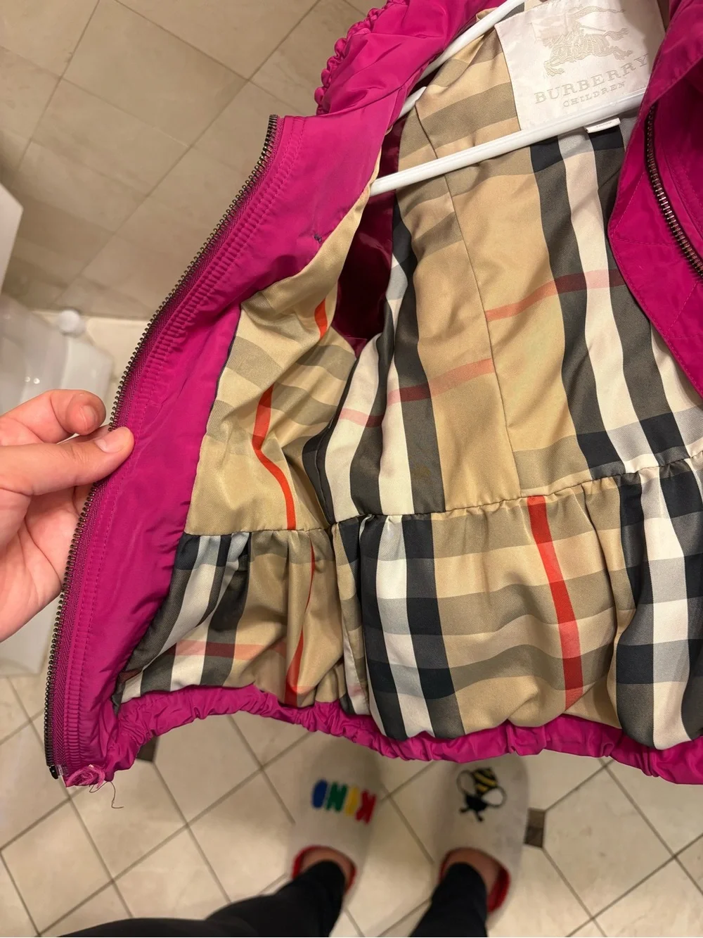 Burberry Bright Magenta Hooded Kids Raincoat with Belt